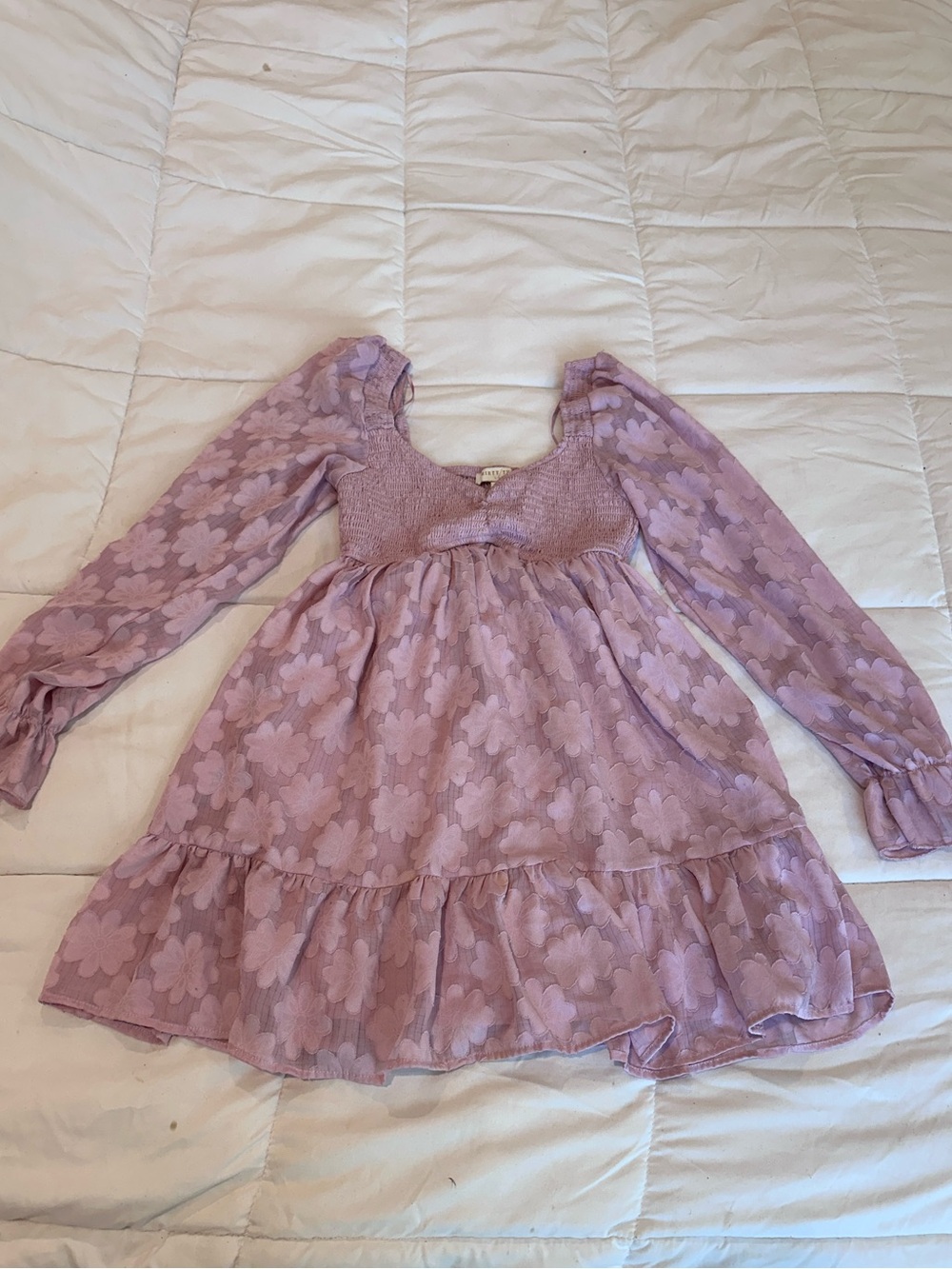 Thirty/Thirty LA Mini Dress Womens M Babydoll Pink Floral Puff Sleeve Coquette